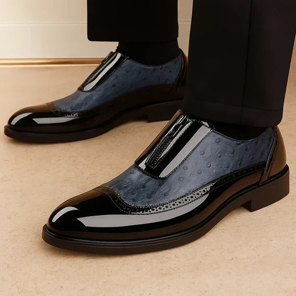 Emilio | Zapatos Oxford de Cuero Textura Avestruz con Cremallera para Hombre