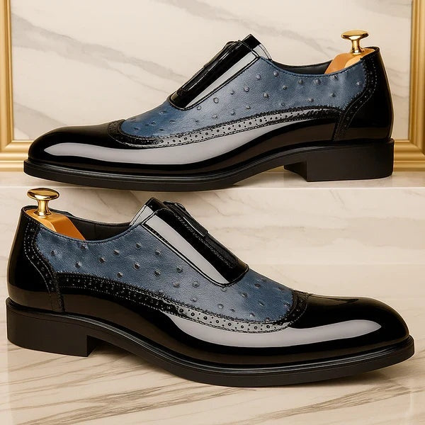 Emilio | Zapatos Oxford de Cuero Textura Avestruz con Cremallera para Hombre