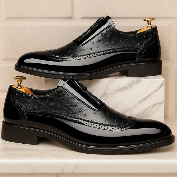 Emilio | Zapatos Oxford de Cuero Textura Avestruz con Cremallera para Hombre