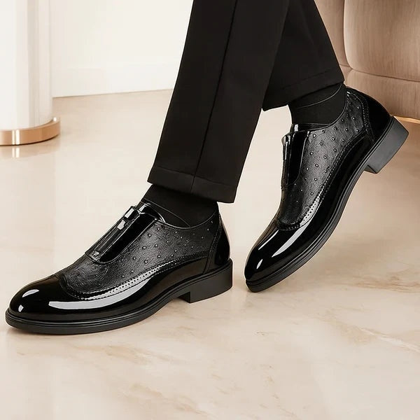 Emilio | Zapatos Oxford de Cuero Textura Avestruz con Cremallera para Hombre
