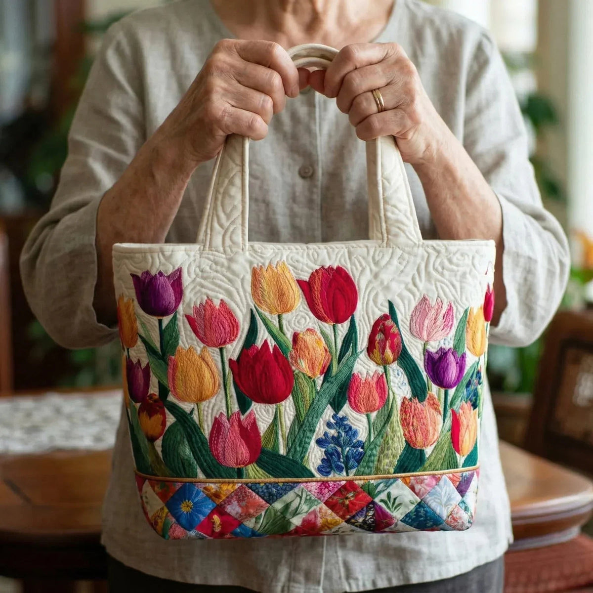 Encarnación | Bolso Tote Acolchado Artesanal Estampado Mujer