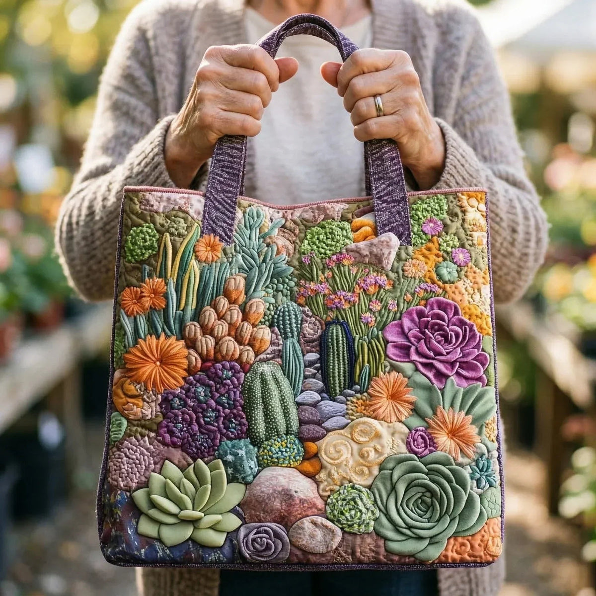 Encarnación | Bolso Tote Acolchado Artesanal Estampado Mujer
