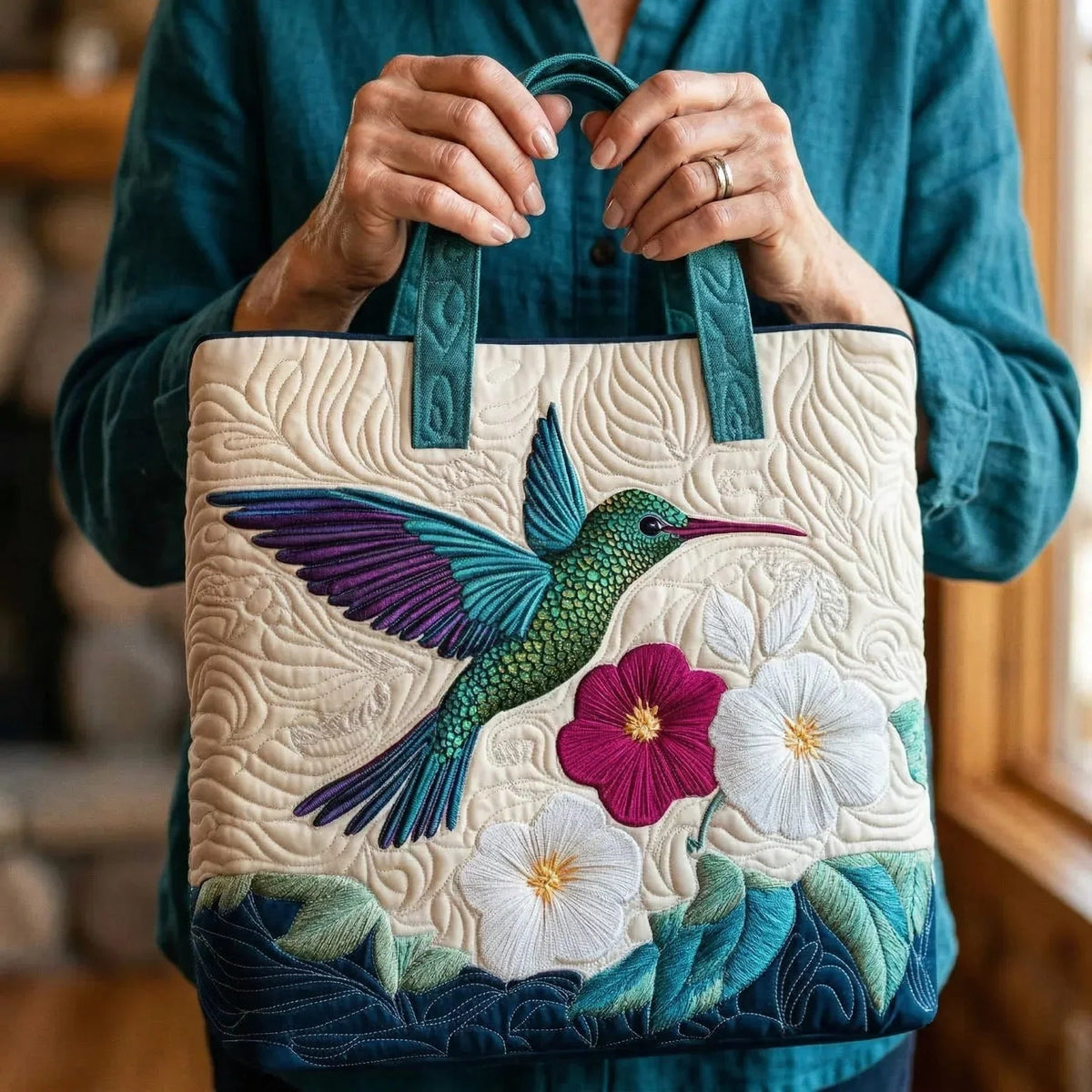 Encarnación | Bolso Tote Acolchado Artesanal Estampado Mujer