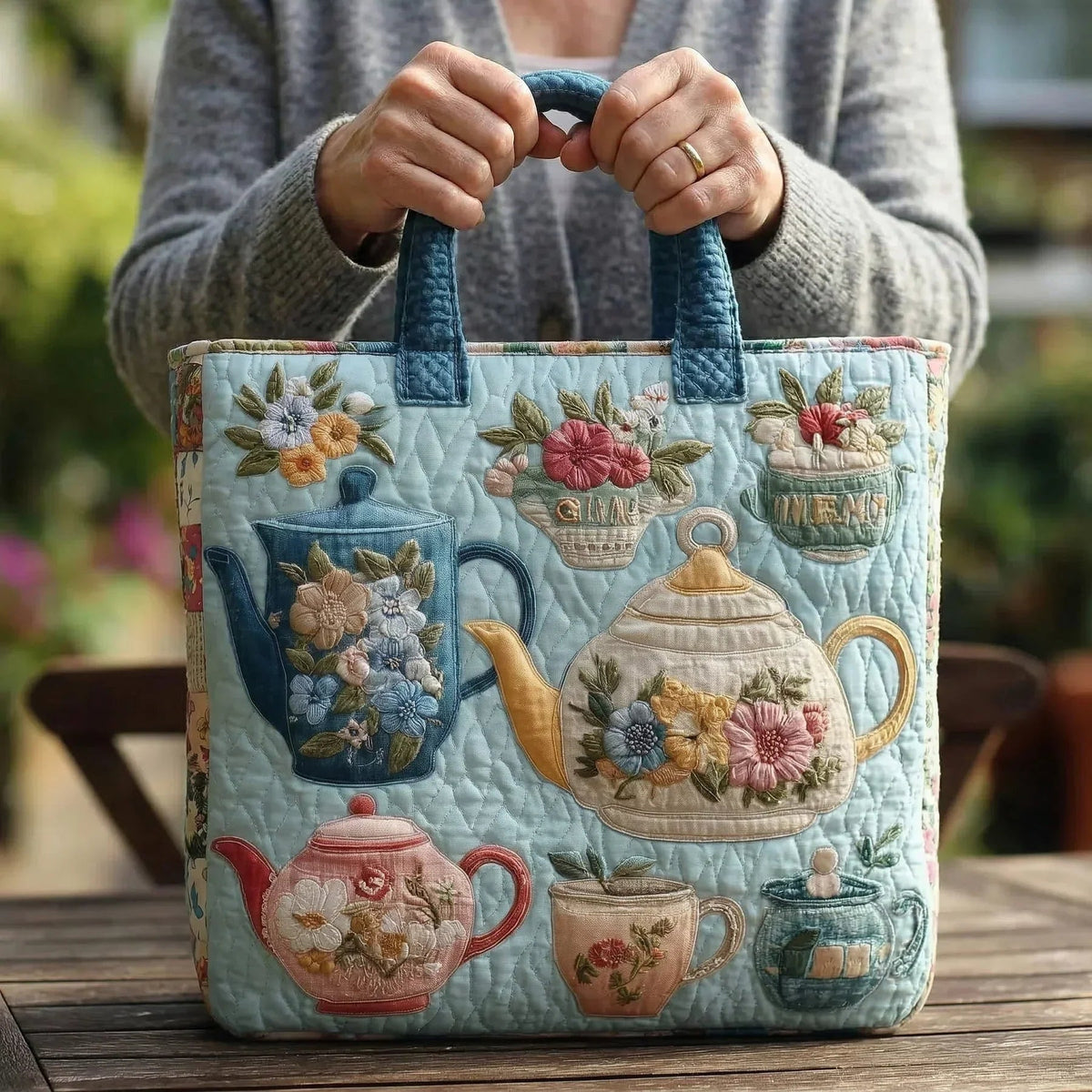 Encarnación | Bolso Tote Acolchado Artesanal Estampado Mujer