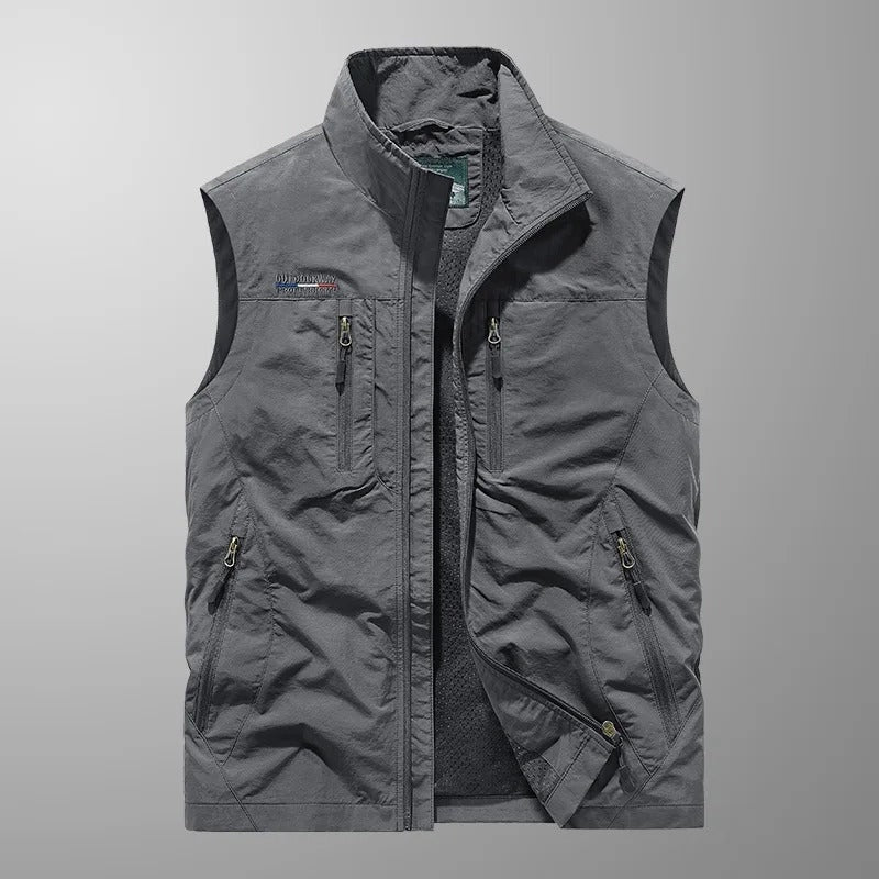Elías | Gilet Multibolsillos Hombre Bolsillos Funcionales Cuello Alto