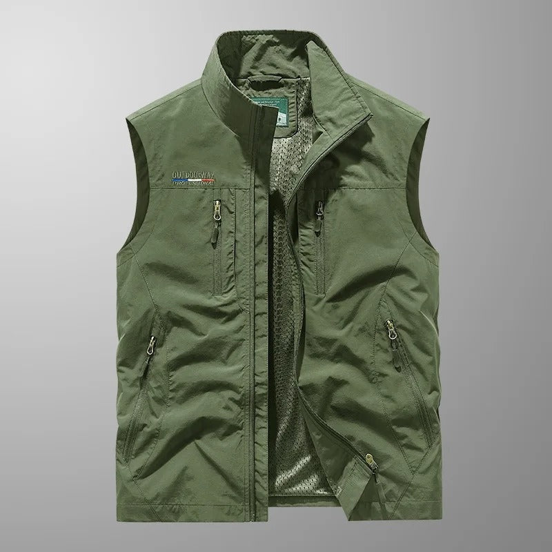 Elías | Gilet Multibolsillos Hombre Bolsillos Funcionales Cuello Alto