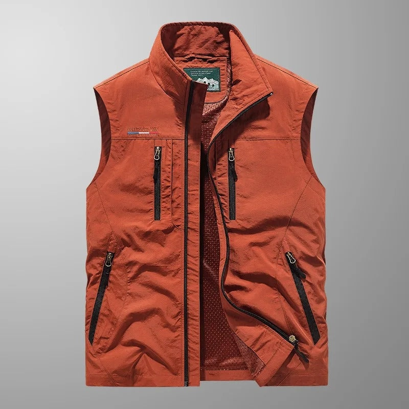 Elías | Gilet Multibolsillos Hombre Bolsillos Funcionales Cuello Alto