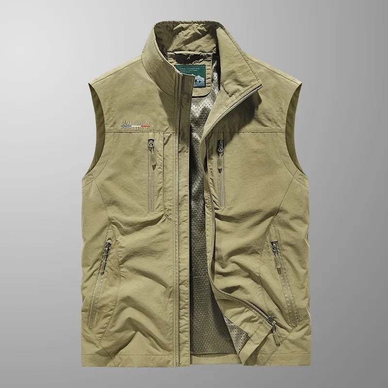 Elías | Gilet Multibolsillos Hombre Bolsillos Funcionales Cuello Alto