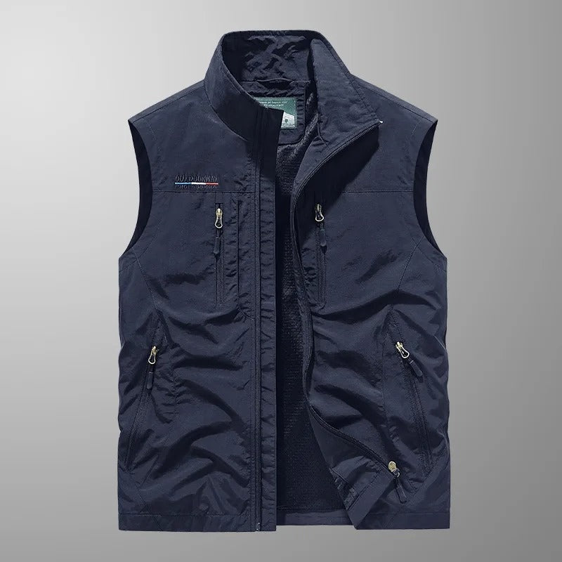 Elías | Gilet Multibolsillos Hombre Bolsillos Funcionales Cuello Alto