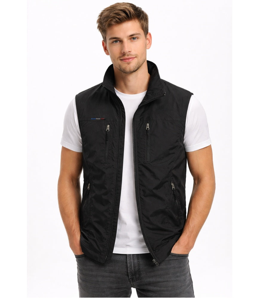 Elías | Gilet Multibolsillos Hombre Bolsillos Funcionales Cuello Alto