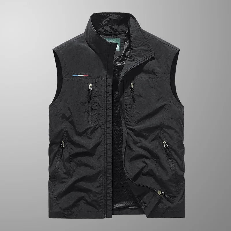 Elías | Gilet Multibolsillos Hombre Bolsillos Funcionales Cuello Alto