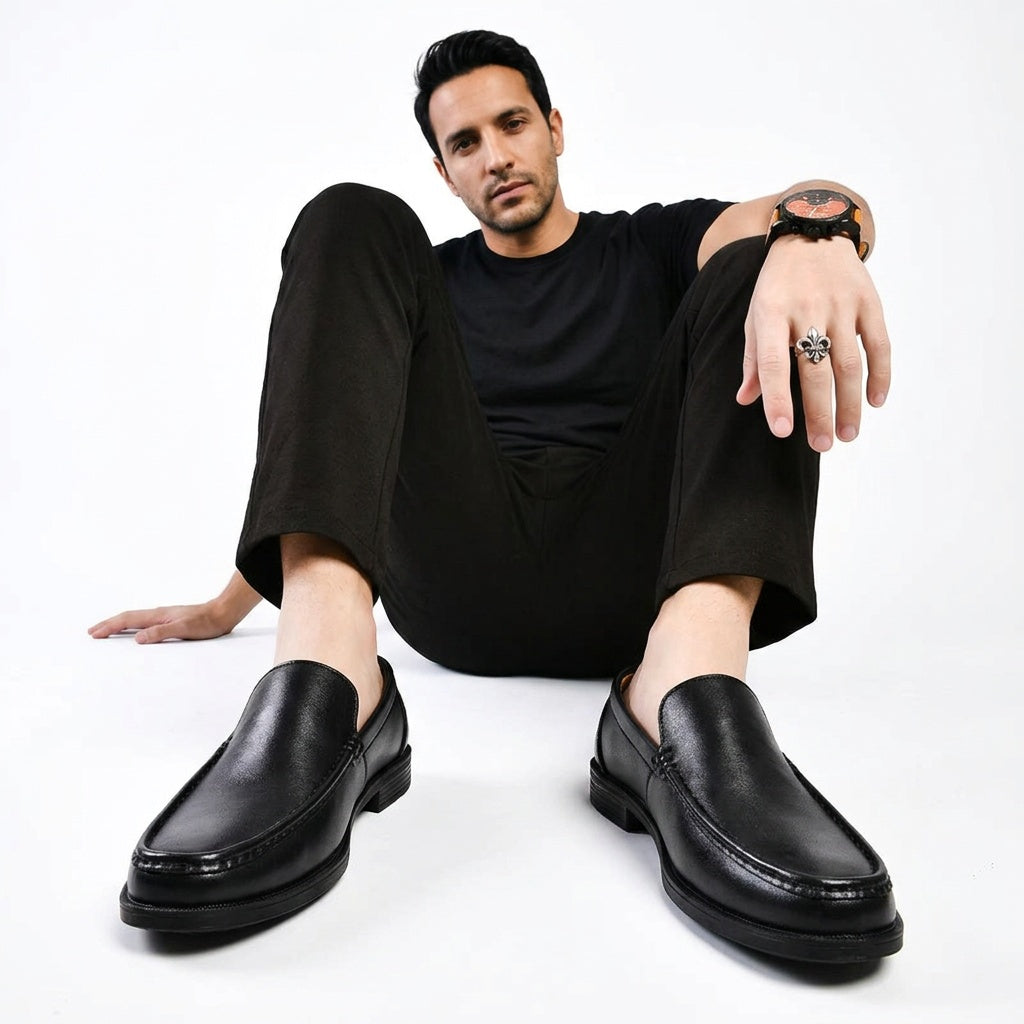 Ernesto | Mocasines de Cuero Slip-On con Suela Antideslizante para Hombre