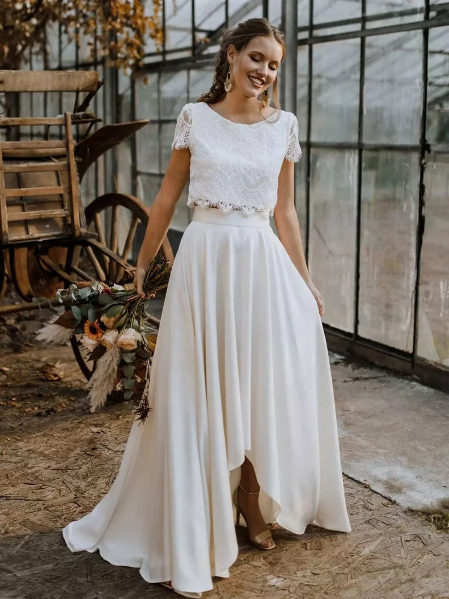 Vestido de Novia de Dos Piezas de Encaje