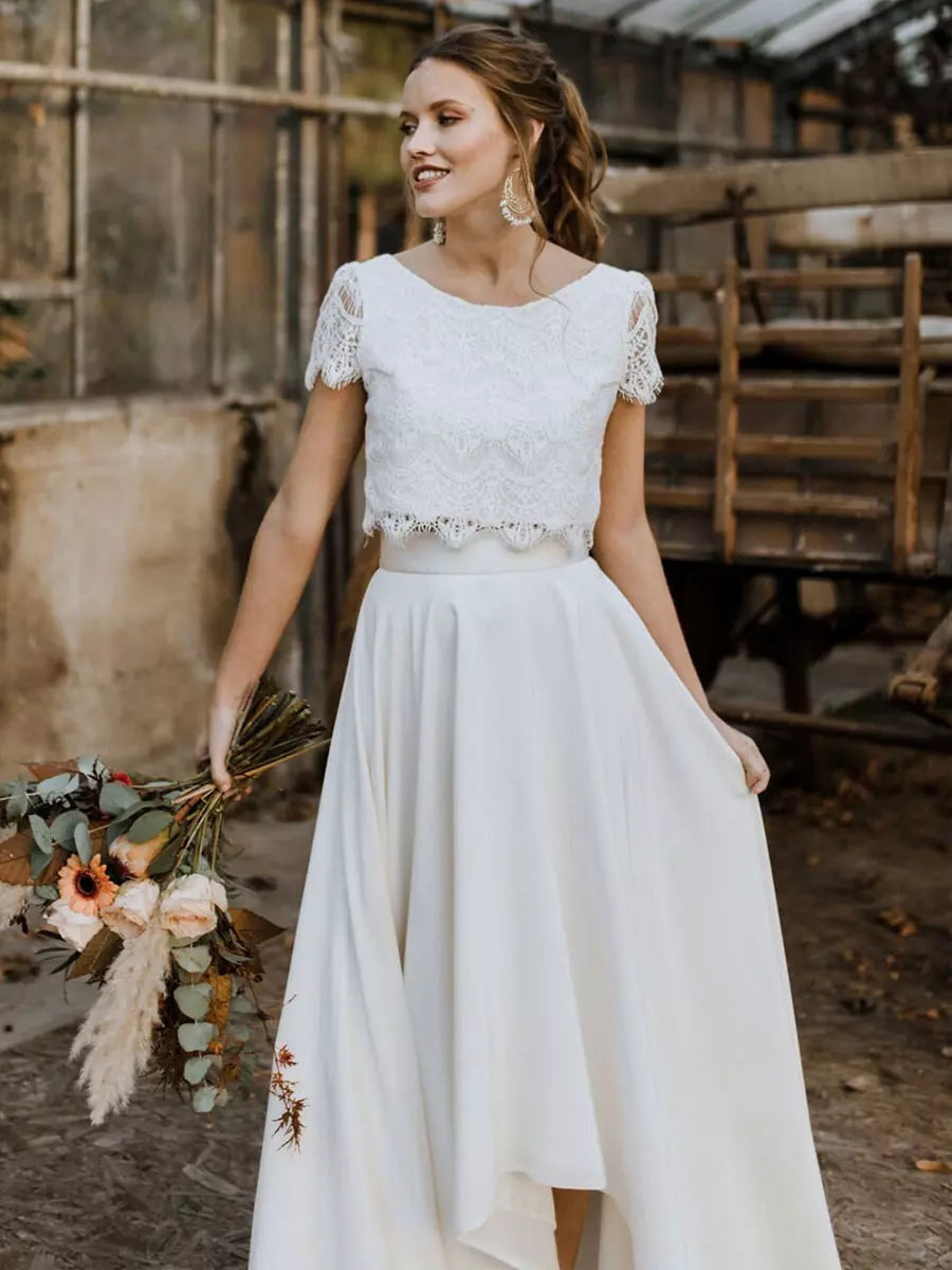 Vestido de Novia de Dos Piezas de Encaje