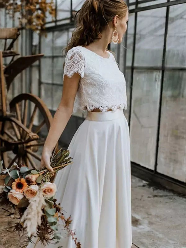 Vestido de Novia de Dos Piezas de Encaje