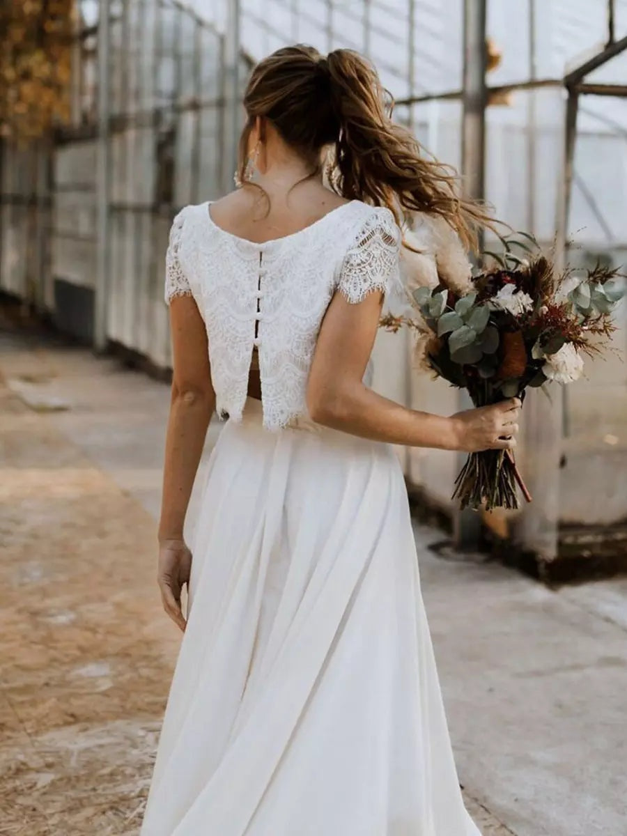 Vestido de Novia de Dos Piezas de Encaje