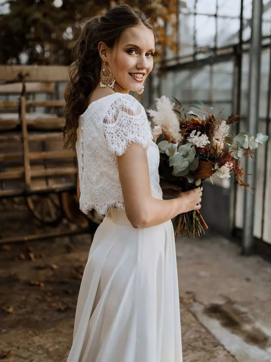 Vestido de Novia de Dos Piezas de Encaje