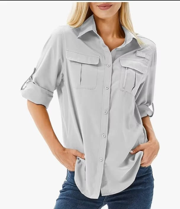 Explora | Camisa de Manga Larga Mujer Bolsillos Funcionales