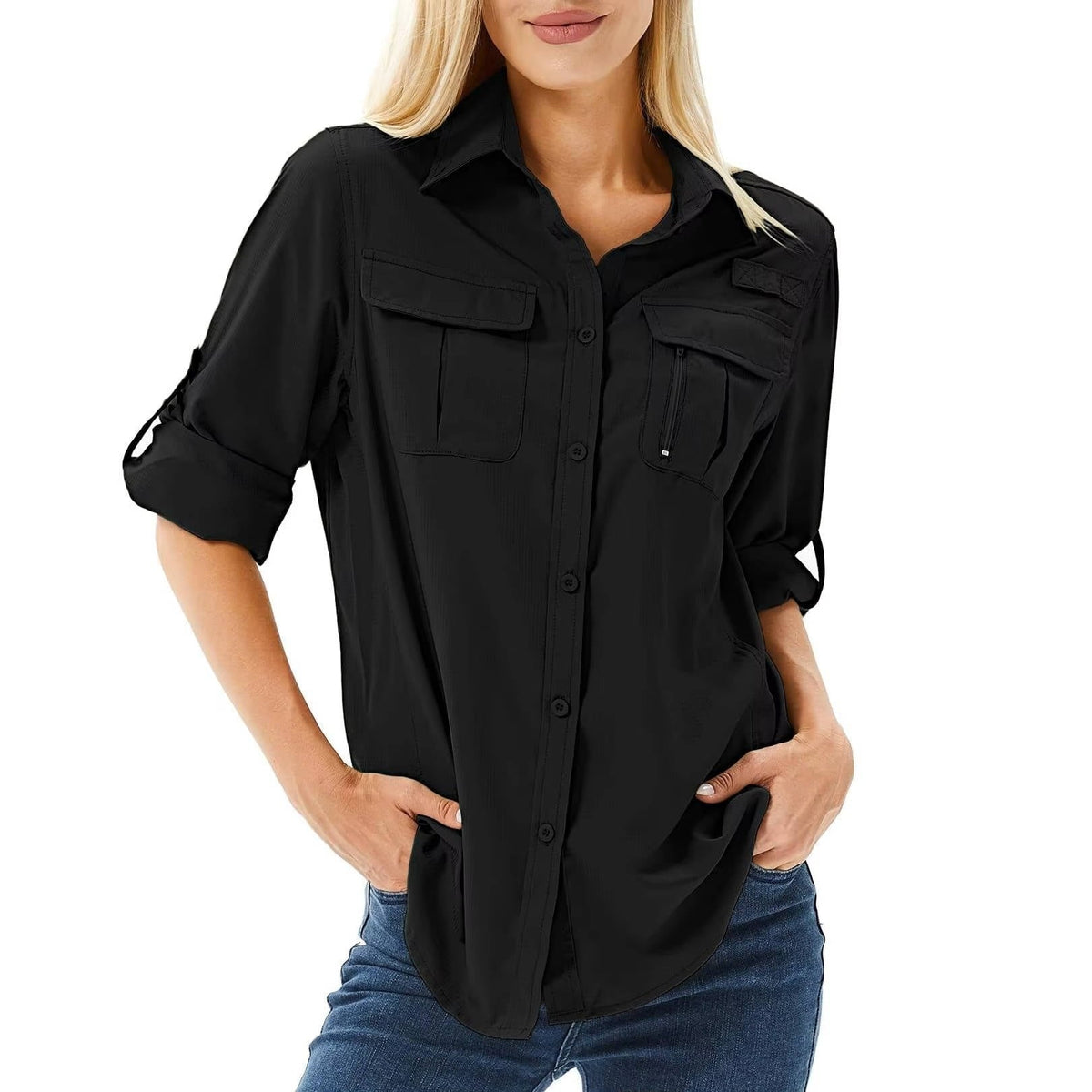 Explora | Camisa de Manga Larga Mujer Bolsillos Funcionales