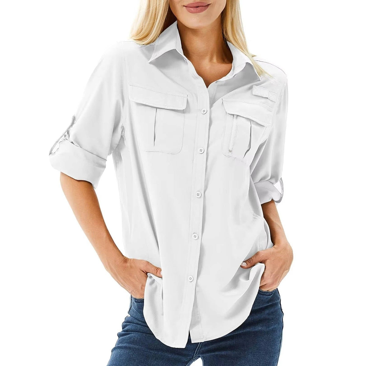 Explora | Camisa de Manga Larga Mujer Bolsillos Funcionales