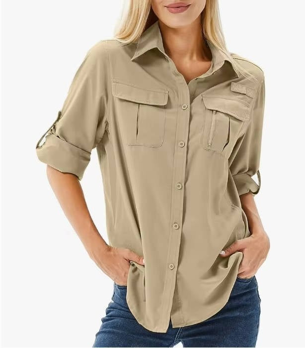 Explora | Camisa de Manga Larga Mujer Bolsillos Funcionales