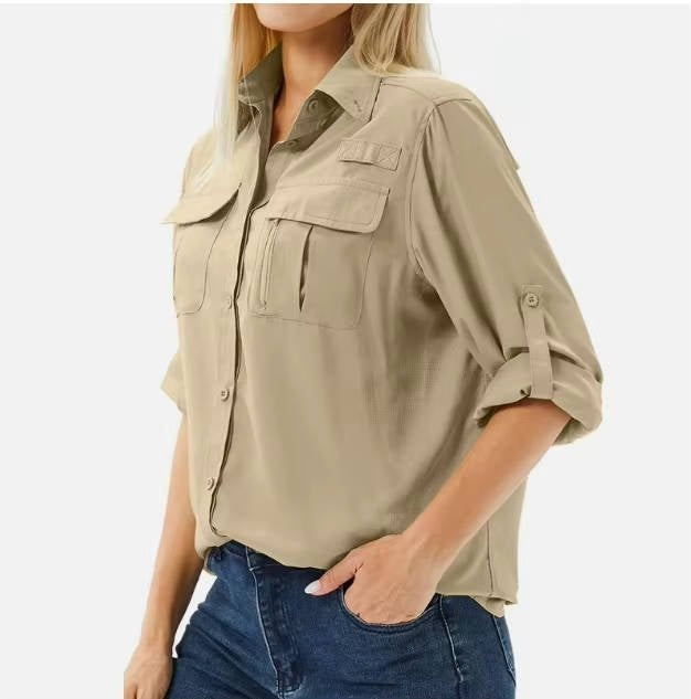 Explora | Camisa de Manga Larga Mujer Bolsillos Funcionales
