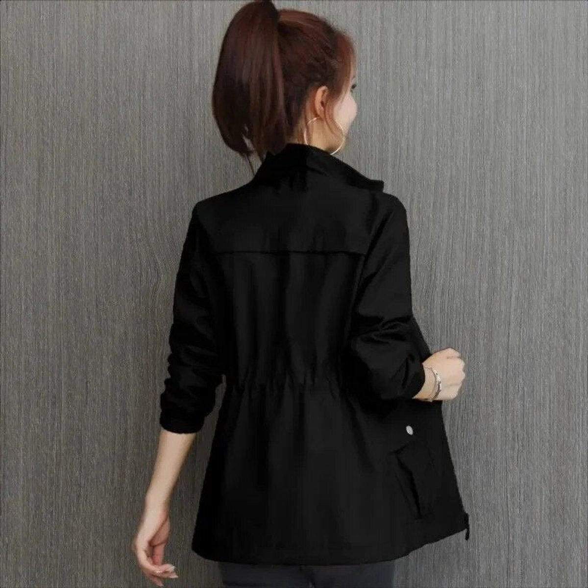 Chaqueta Militar Ligera Cintura Ajustable para Mujer