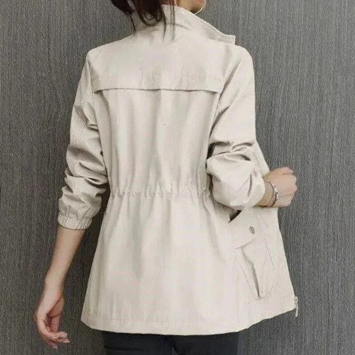 Chaqueta Militar Ligera Cintura Ajustable para Mujer
