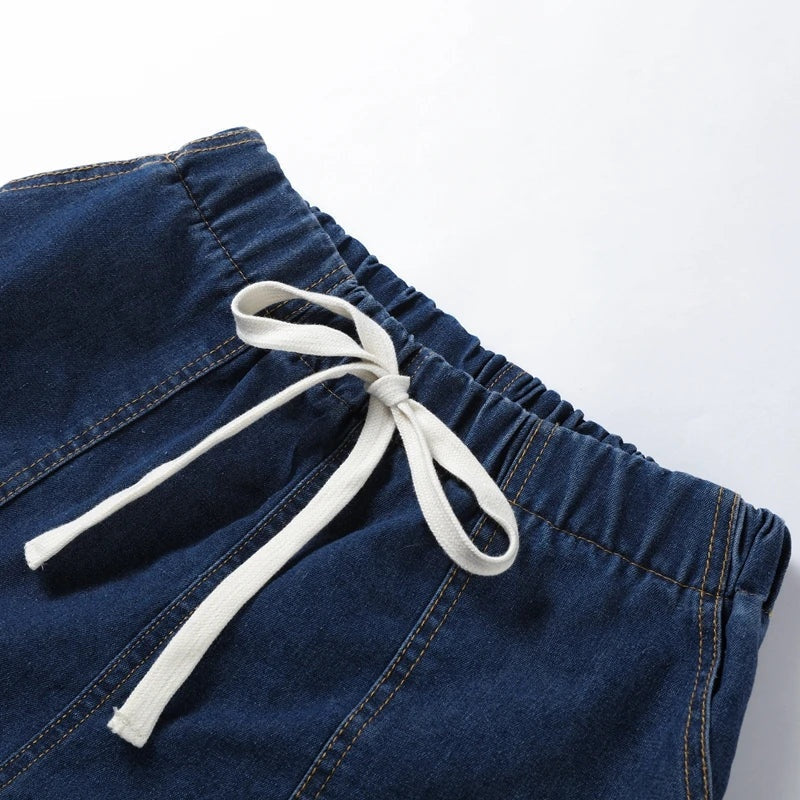 Denim Dúo | Conjunto de Denim Dos Piezas Mujer Camisa Manga Corta Shorts