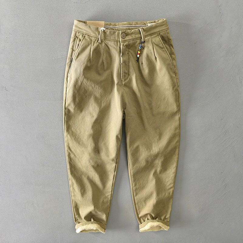 Pantalón Chino Cropped con Dobladillo Contrastado para Hombre