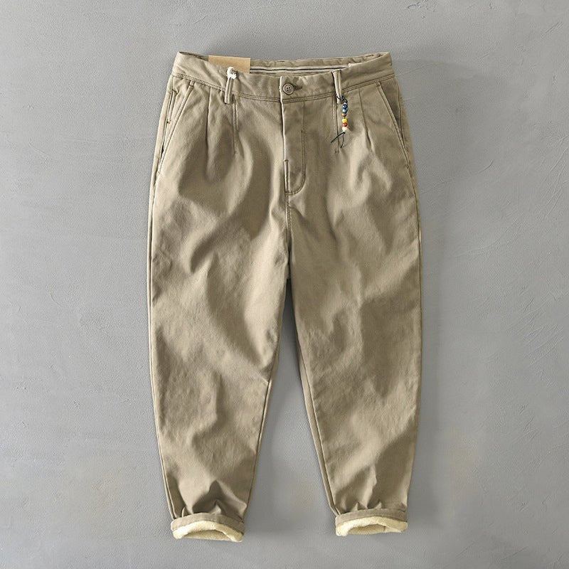 Pantalón Chino Cropped con Dobladillo Contrastado para Hombre