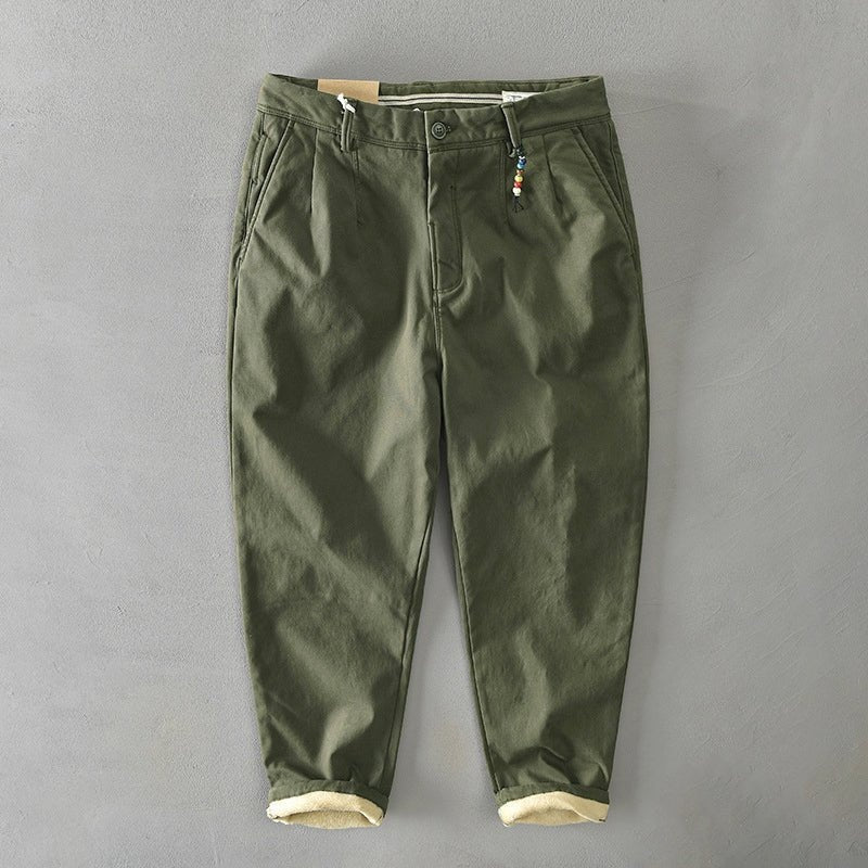 Pantalón Chino Cropped con Dobladillo Contrastado para Hombre