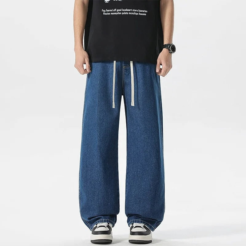 Vaqueros Anchos Pierna Ancha Cordón Ajustable para Hombre