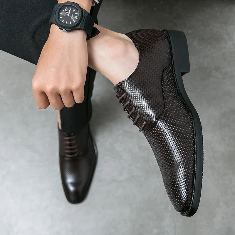 Felipe | Zapatos Oxford de Cuero Texturizado con Cordones para Hombre