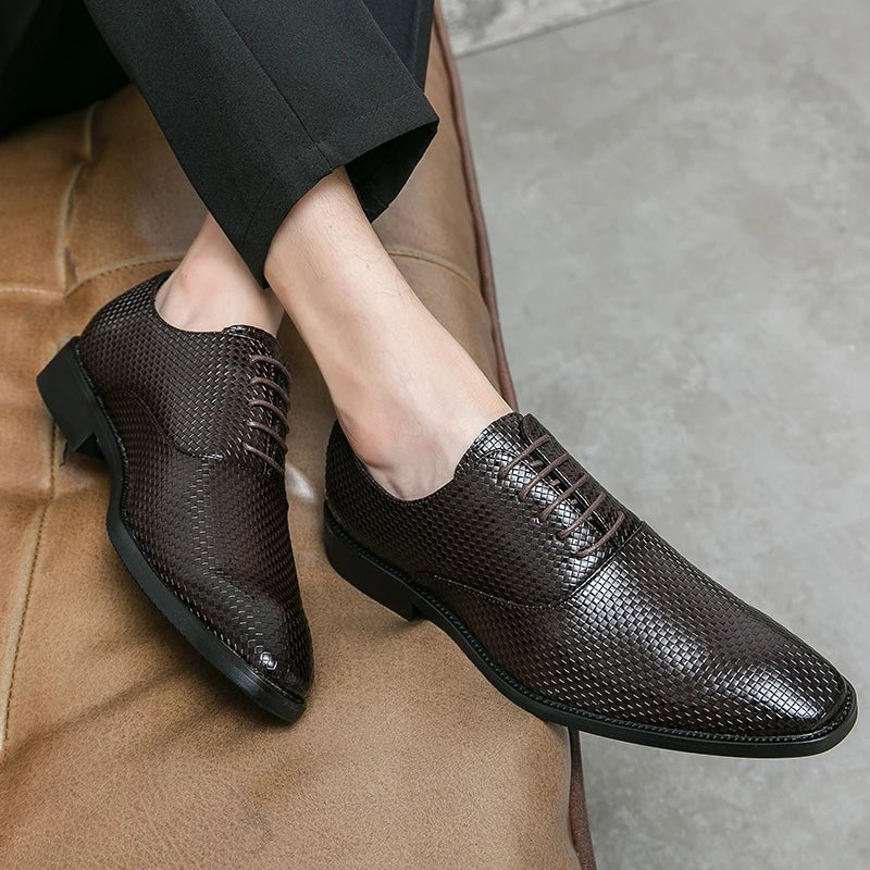 Felipe | Zapatos Oxford de Cuero Texturizado con Cordones para Hombre