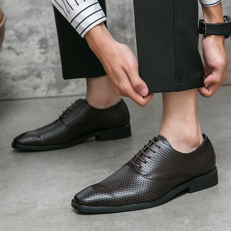 Felipe | Zapatos Oxford de Cuero Texturizado con Cordones para Hombre