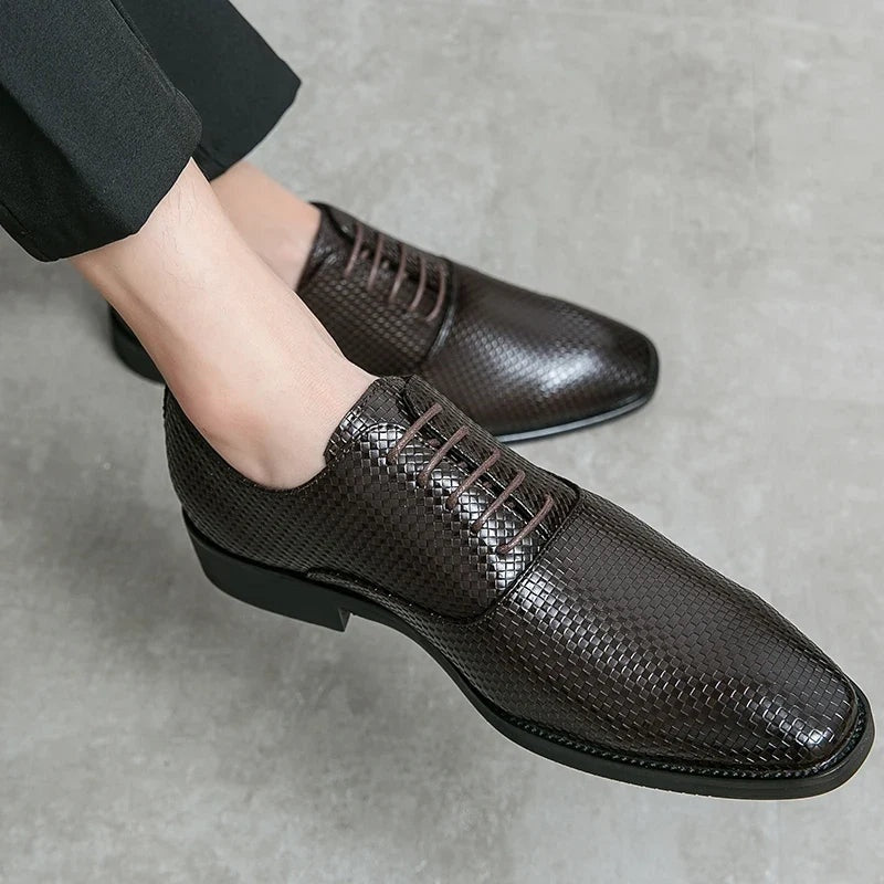 Felipe | Zapatos Oxford de Cuero Texturizado con Cordones para Hombre