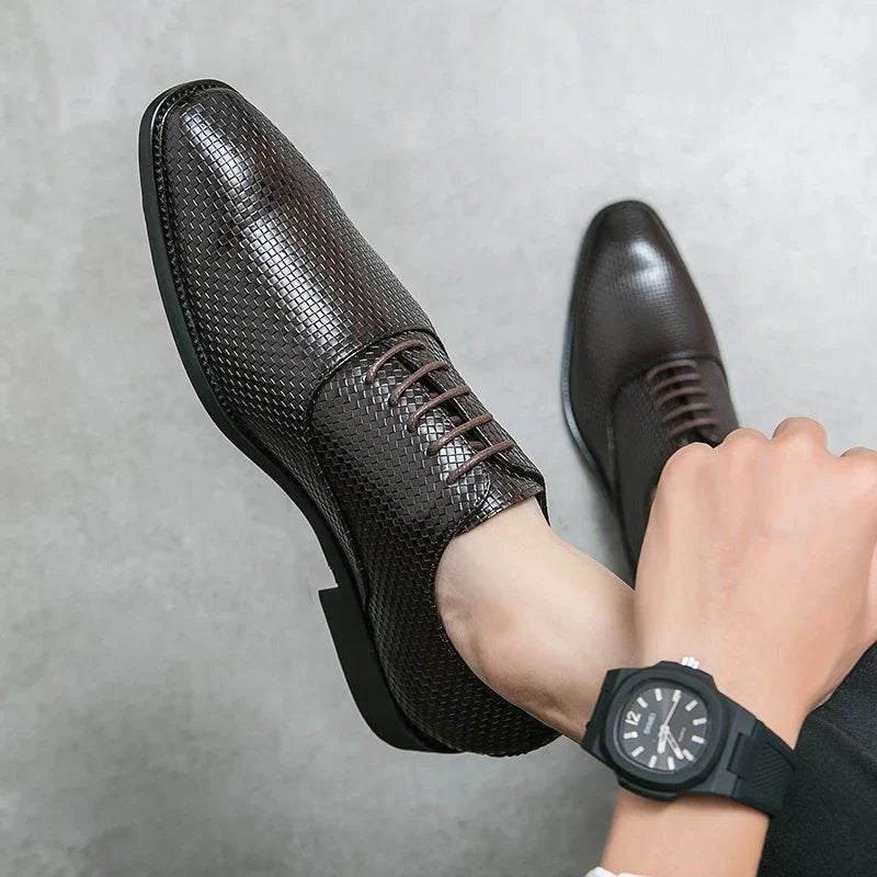 Felipe | Zapatos Oxford de Cuero Texturizado con Cordones para Hombre