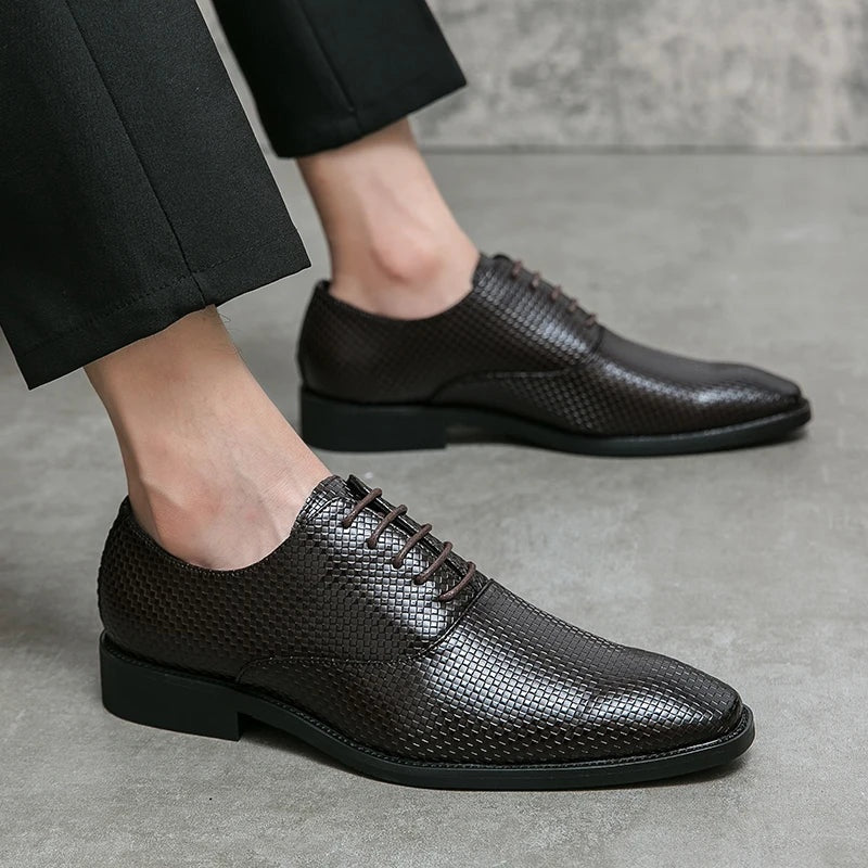 Felipe | Zapatos Oxford de Cuero Texturizado con Cordones para Hombre
