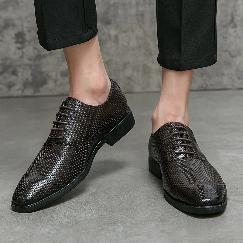 Felipe | Zapatos Oxford de Cuero Texturizado con Cordones para Hombre