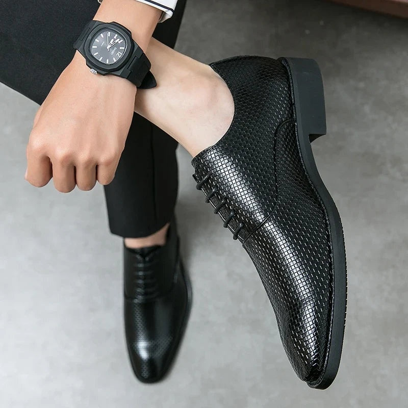 Felipe | Zapatos Oxford de Cuero Texturizado con Cordones para Hombre