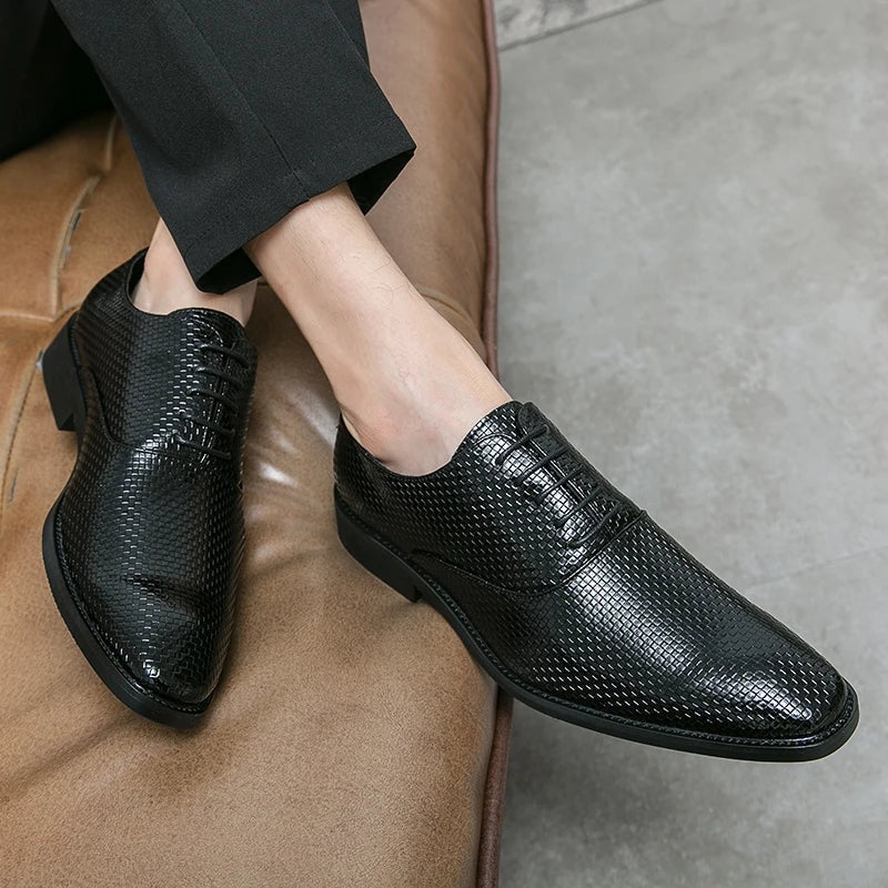 Felipe | Zapatos Oxford de Cuero Texturizado con Cordones para Hombre