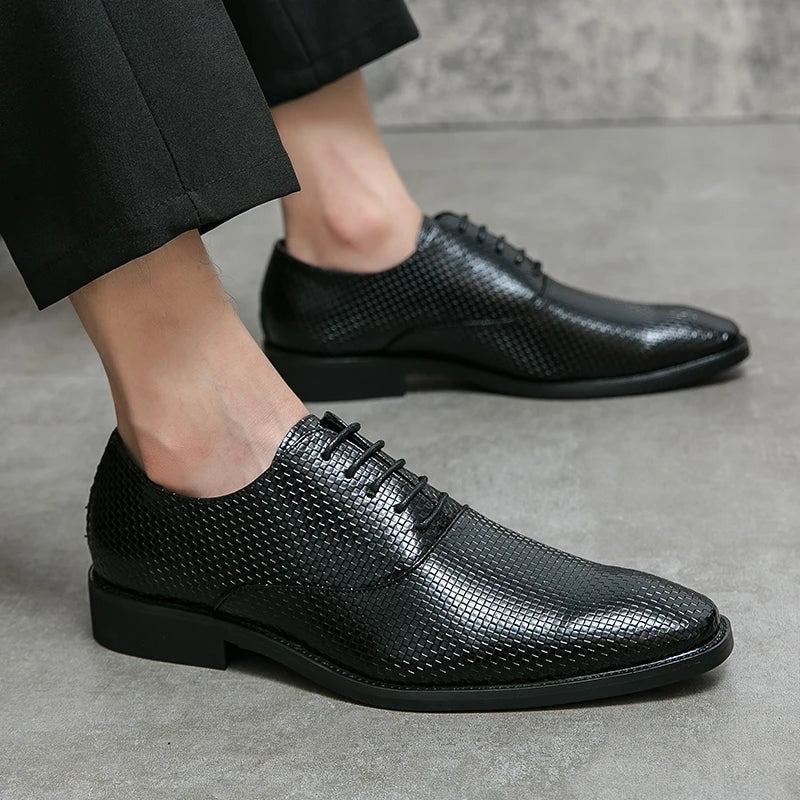 Felipe | Zapatos Oxford de Cuero Texturizado con Cordones para Hombre