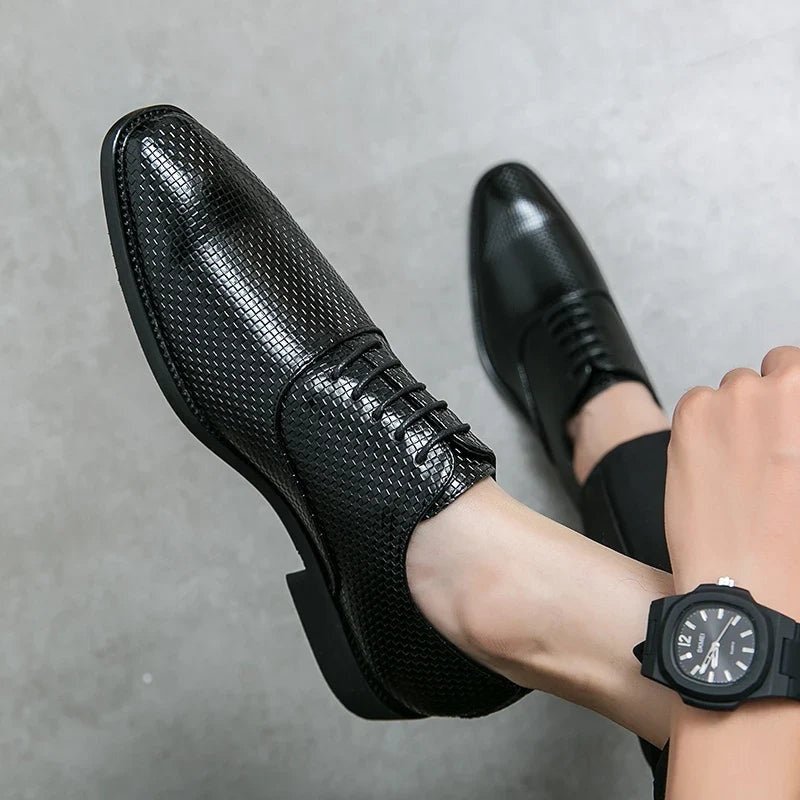 Felipe | Zapatos Oxford de Cuero Texturizado con Cordones para Hombre
