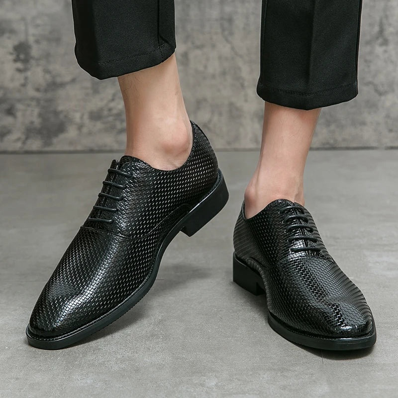 Felipe | Zapatos Oxford de Cuero Texturizado con Cordones para Hombre