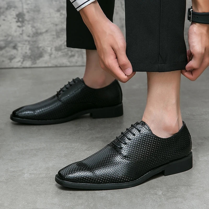 Felipe | Zapatos Oxford de Cuero Texturizado con Cordones para Hombre