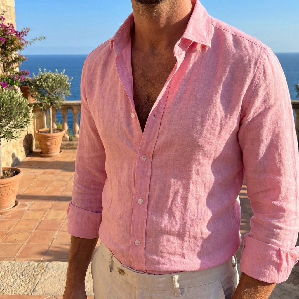 Lino Relax | Camisa de Lino de Manga Larga Hombre Ajuste Relajado