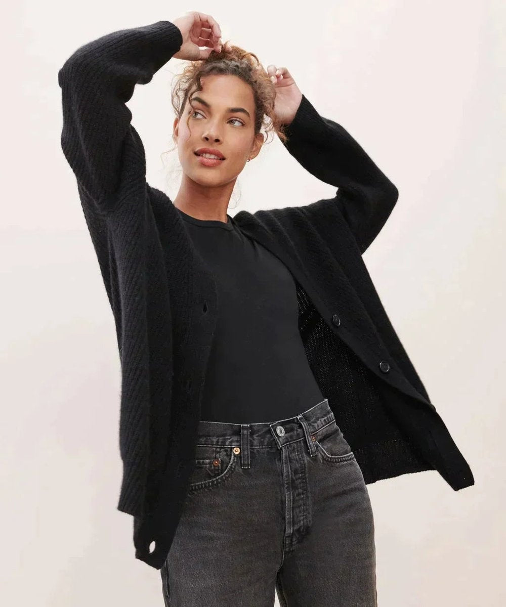 Natalia | Cárdigan de Cachemira Oversize Mujer Botonera Escote V