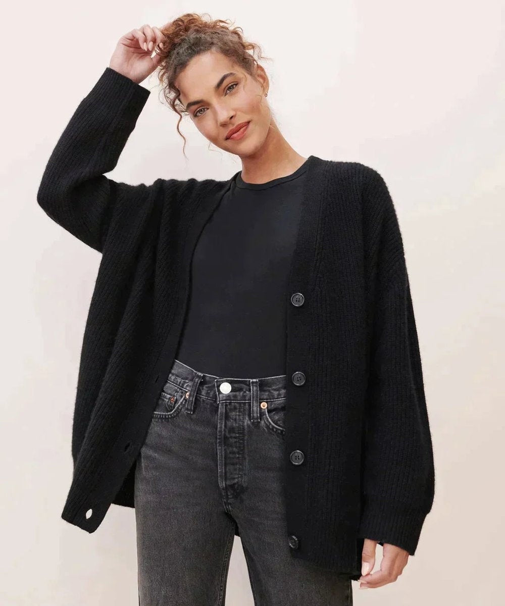 Natalia | Cárdigan de Cachemira Oversize Mujer Botonera Escote V