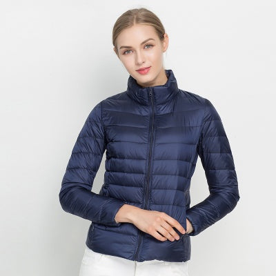 Chaqueta de Plumas Ligera Cuello Alto Ajustado para Mujer